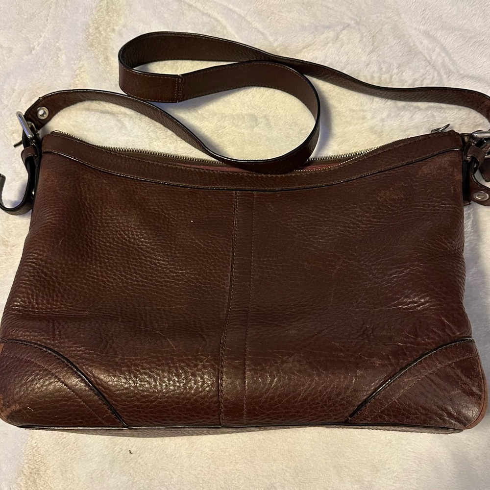 Coach Dark Brown Leather Hobo Bag